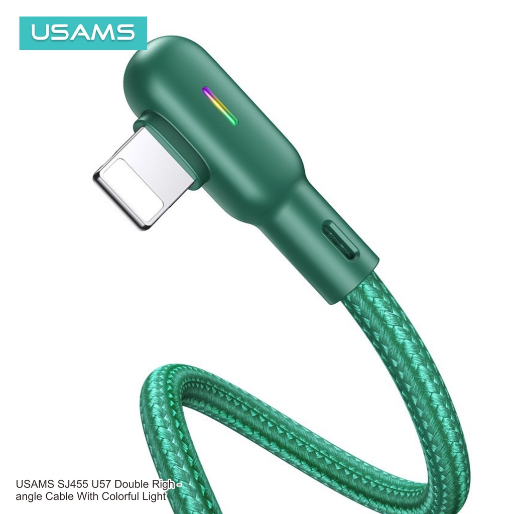 USAMS U57 Kabel data Gaming iPh Lightning 1.2m Double Right-Angel With Colorful Light