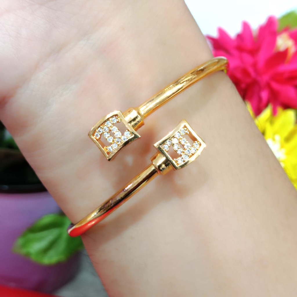 Gelang Tangan wanita Titanium Asli lapis emas Anti Karat