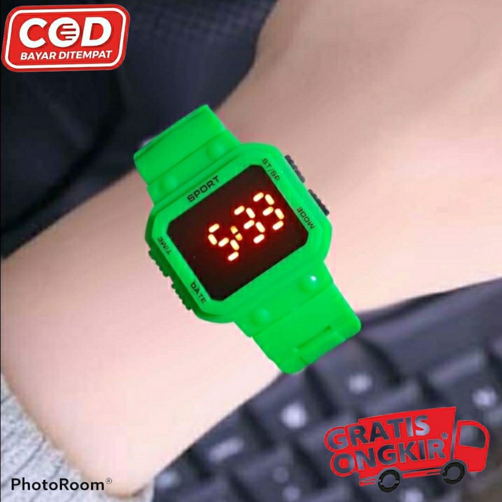 JAM TANGAN DIGITAL KOTAK SIMPLE MURAH BISA UNTUK ANAK REMAJA TALI KARET / BISA COD