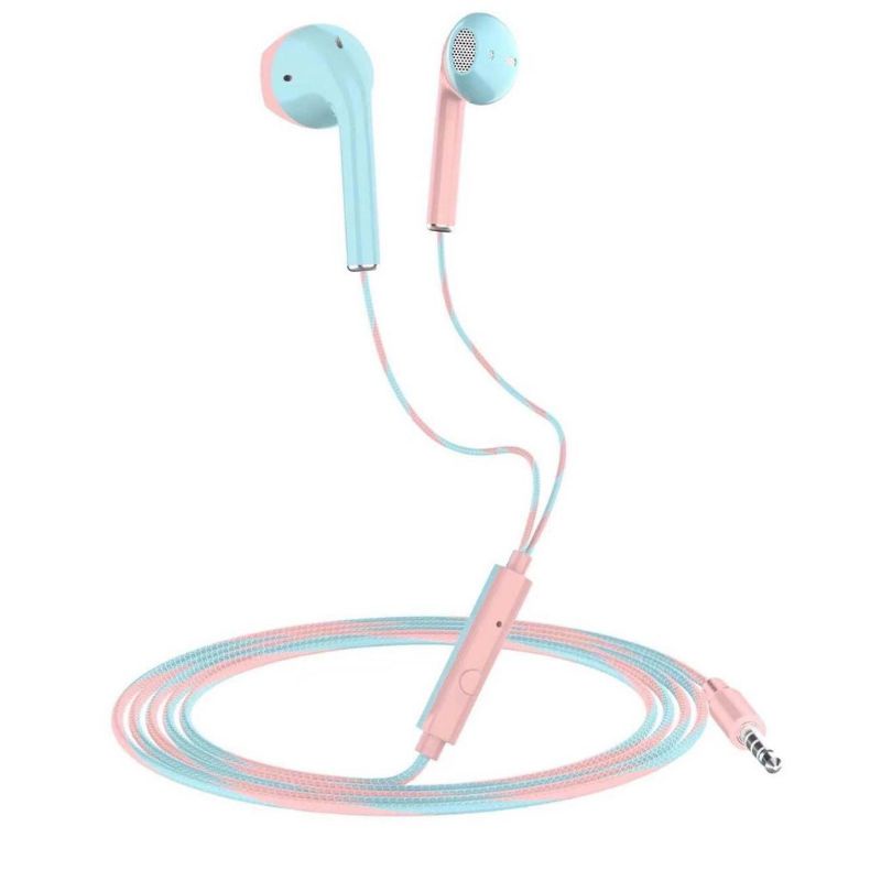 Earphone Macaron Dual Colour Stereo Bass Wired Earphone(Warna Pelangi New Produk Bass Mantapp)