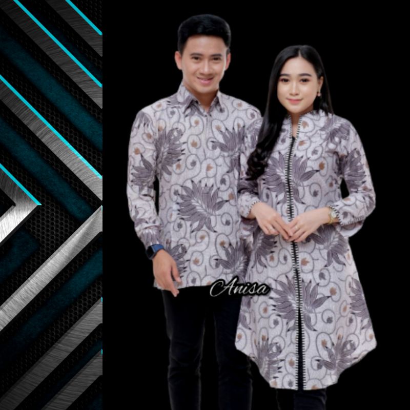 Bisa COD batik Couple | Batik Couple Modern | Baju Batik Couple | Batik Pria Lengan Panjang Tunik Ziper Seragam