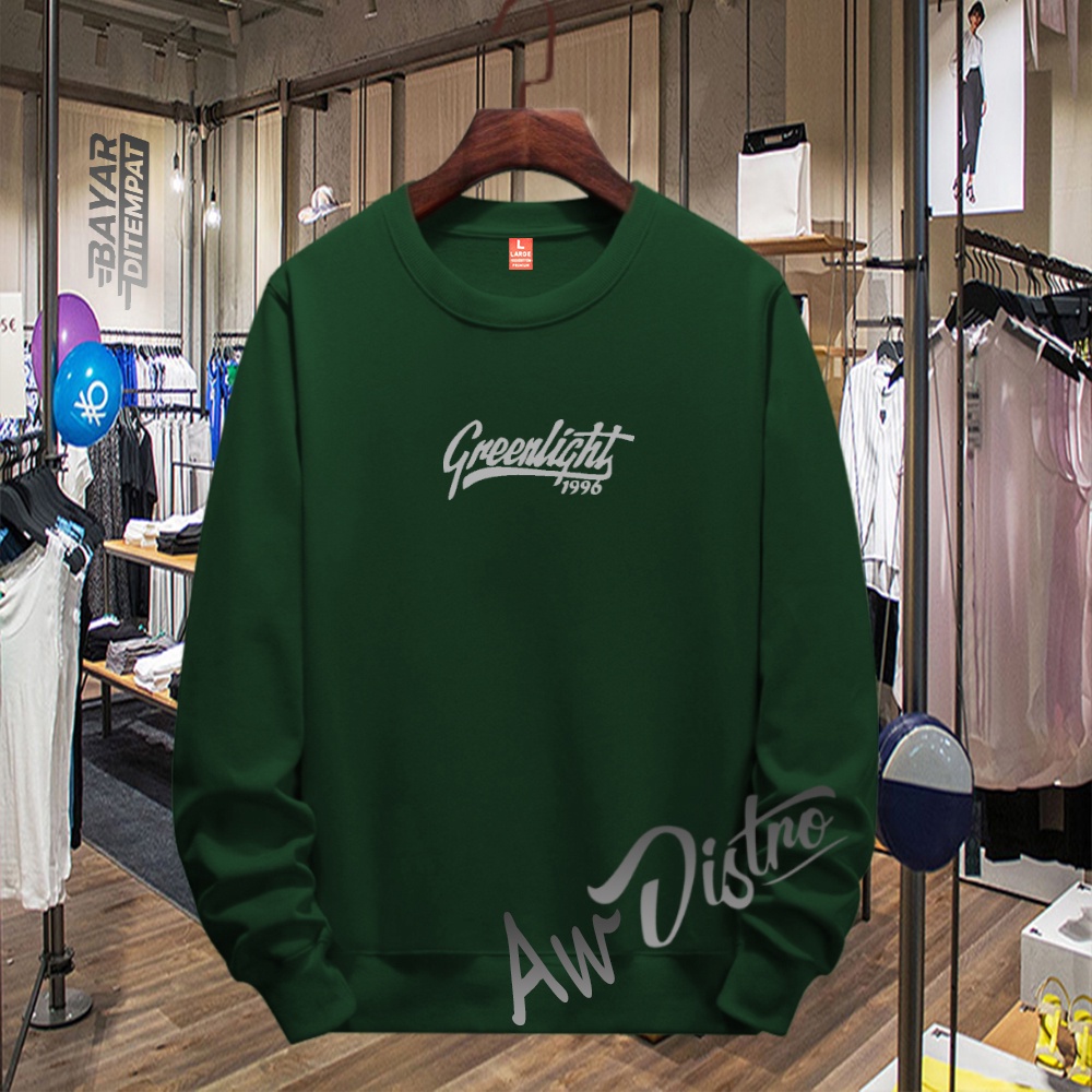 COD Sweater Distro Greenlight 1996 Silver Premium Quality Sweater Tulisan Jaket Kata-Kata Hoodie Sablon