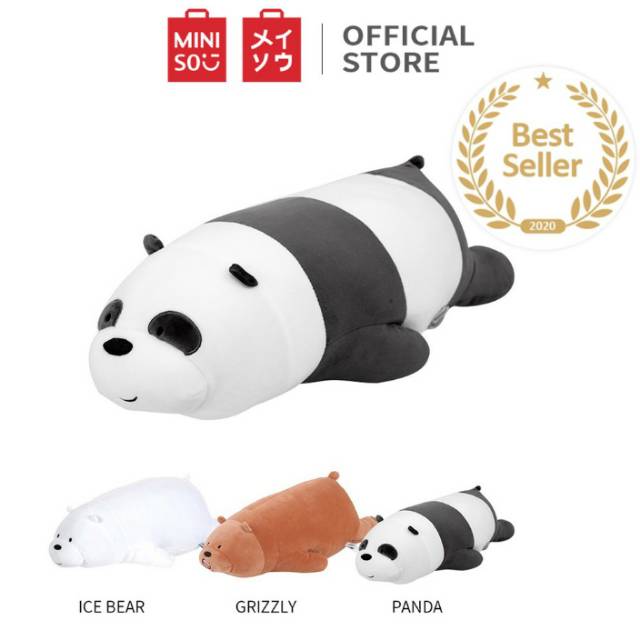 Miniso Official Boneka mainan beruang We Bears Bare Lying Plush Toy 54cm