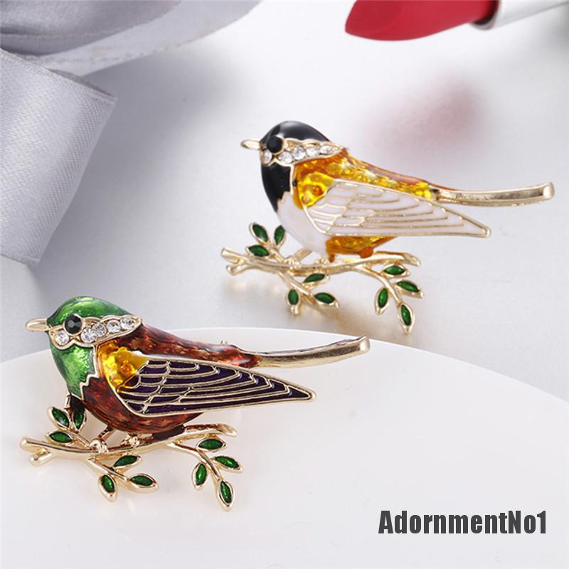 (Adornmentno1) Bros Pin Desain Burung Hias Kristal Berlian Imitasi Aksesoris Wanita