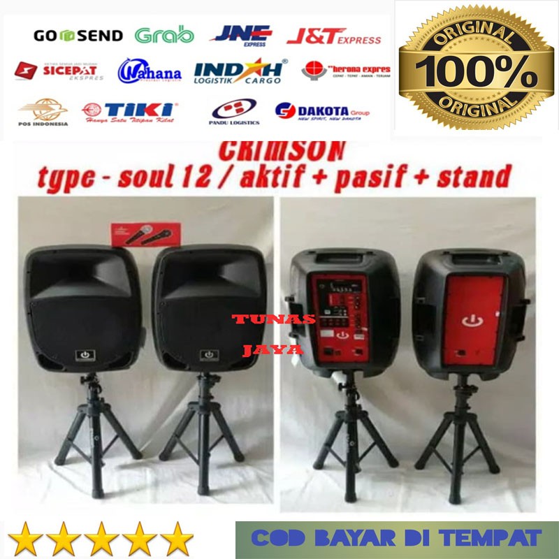 PAKET Karaoke KOMPLIT SPEAKER ACTIVE 12 INCH CRIMSON SOUL12 SOUL 12FREE 2 Stand speaker dan satu mic