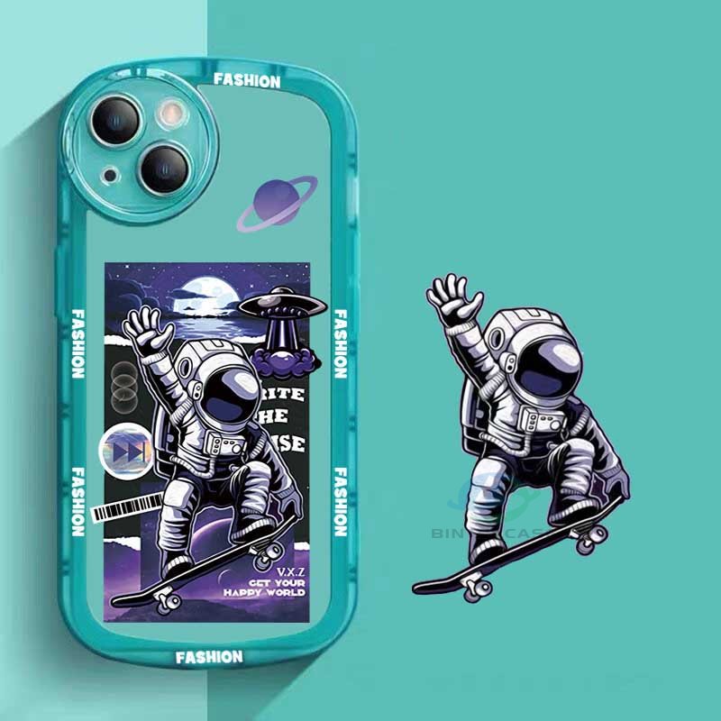 IPhone 11 11 PRO 11 PRO MAX 12 12 PRO 12 PRO MAX IPhone13 Pro Max X XR XS MAX 6 6S 7 8 Plus Fashion Astronaut Skateboard Pattern TPU Phone Case Binteacase