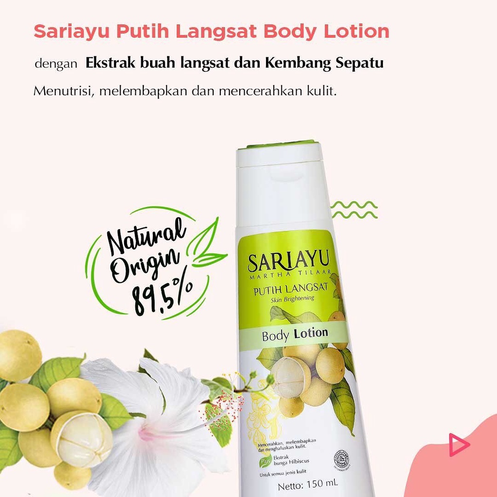 ★ BB ★ Sariayu Putih Langsat Body Lotion 150ml | Sariayu Body Lotion Eksotik Tanjung 150ml - Sari Ayu