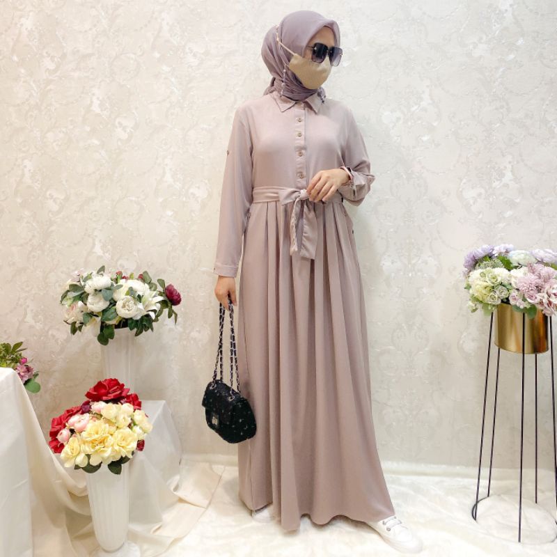 Azalea Dress | Gamis polos wanita | gamis lebaran ORI sokolate