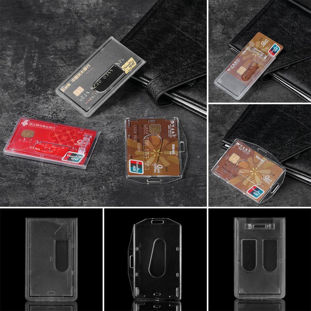 Suyo 1pc Tempat Kartu Kerja Portable Praktis Unisex ID Bisnis Case Pelindung Cover Kantor Sekolah Badge Card Sleeve