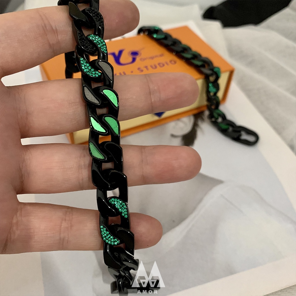 Gelang Gaya hip hop Warna Hijau Untuk Pasangan