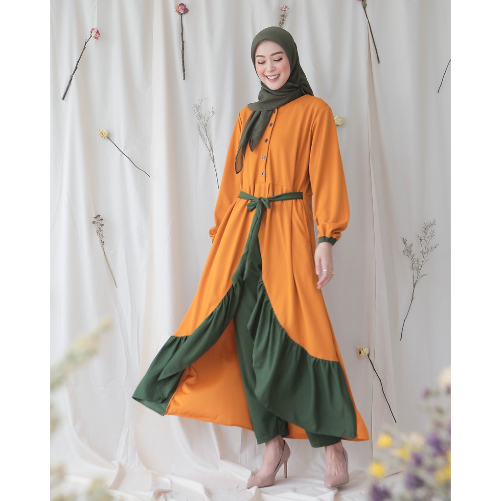 Grosir Baju Fashion Wanita Muslim Setelan  Qanara dan Celana