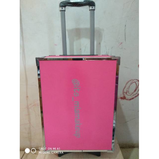 Beautycase Atau Koper Make Up Pink Fanta Lampu 6 Bohlam