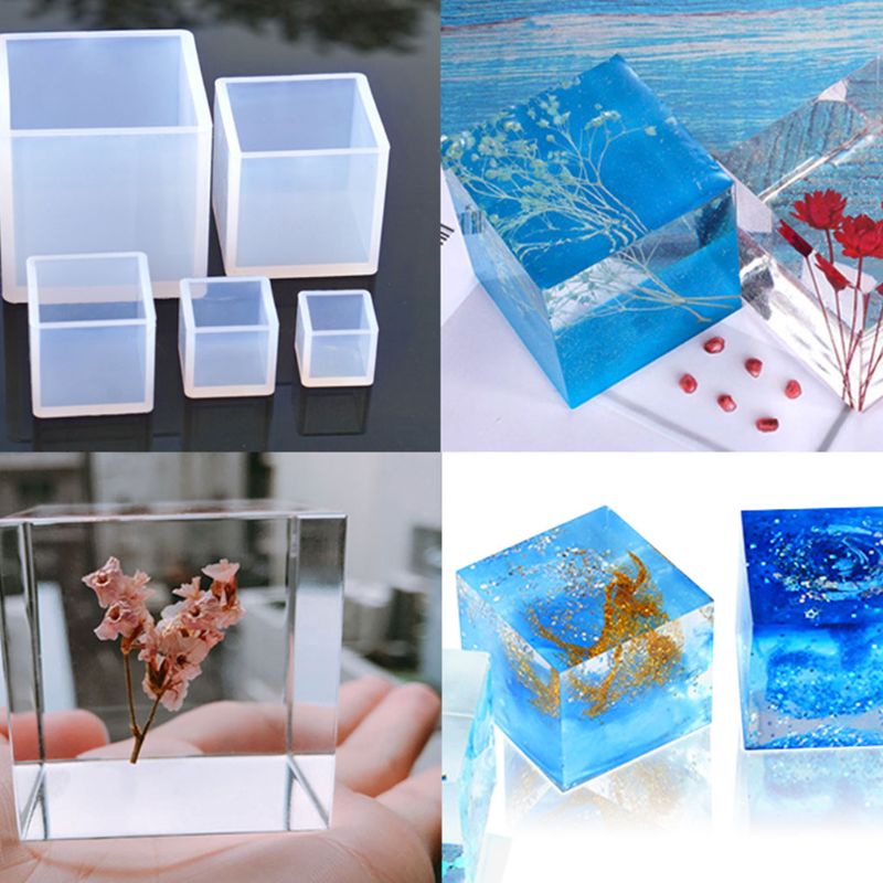 SIY  4Pcs/Set Crystal Epoxy Resin Mold Square Jewelry Casting Silicone Mould DIY Tool