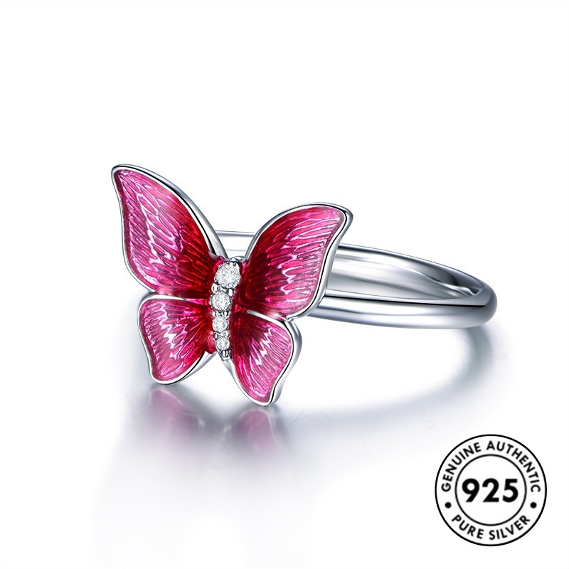 Cincin Desain Kupu-Kupu Bahan S925 Silver