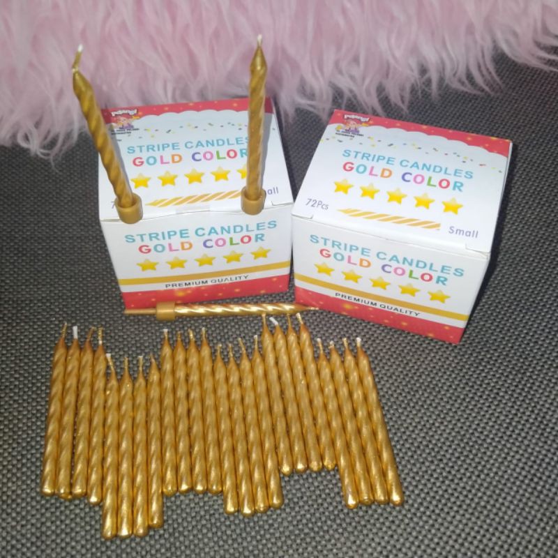 Lilin Ulir Gold isi 72 pcs + holder