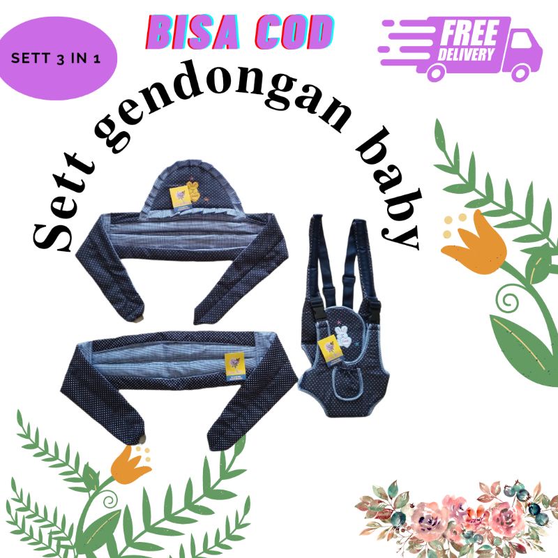 gendongan bayi / sett 3 in 1 gendongan baby termurah/ gendingan samping topi+ samping polos / ransel bordir