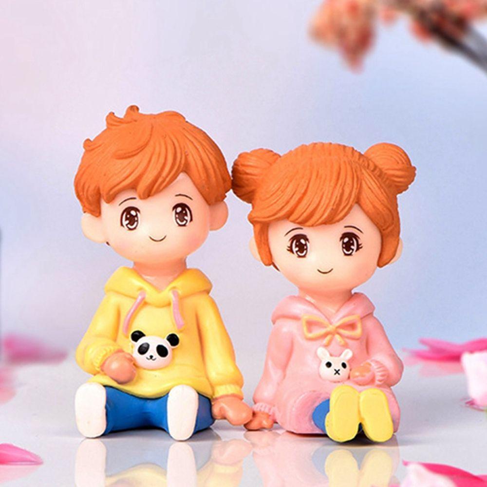 Agustina Fairy Garden Miniatur 2pcs/set DIY Anak Laki-Laki Perempuan Sweater Pasangan Girly Jantung Desktop Oranaments Lanskap Mikro