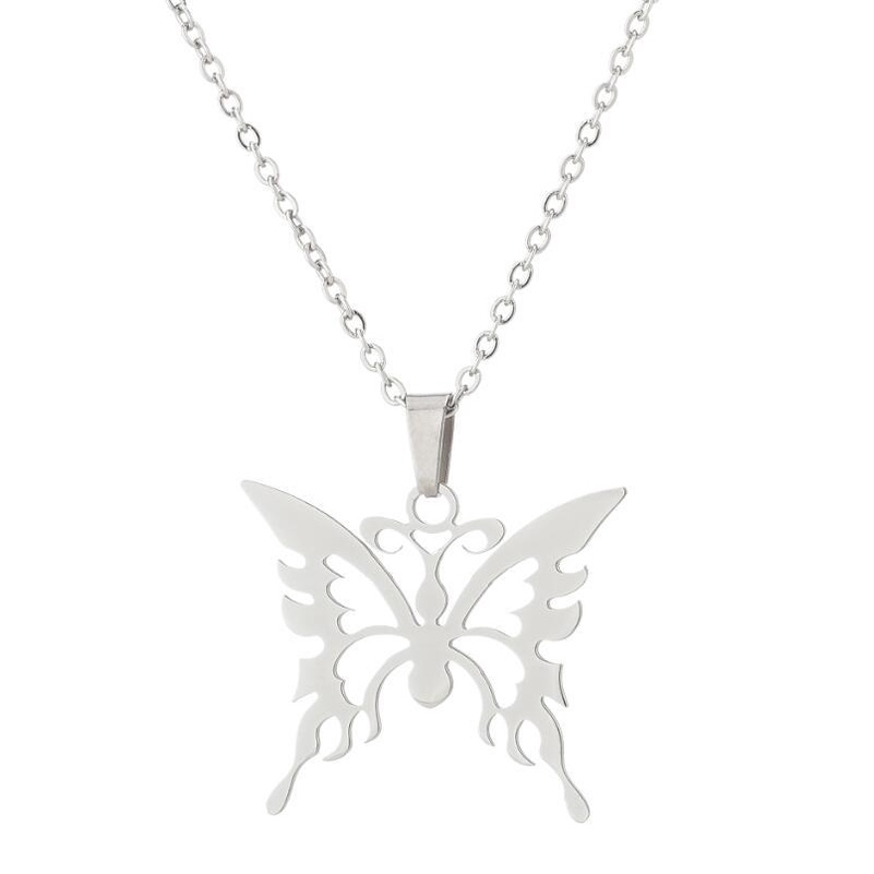Butterfly Kalung Rantai Klavikula Desain Kupu-Kupu Cupid Kecil Bahan stainless steel Gaya Korea 2022