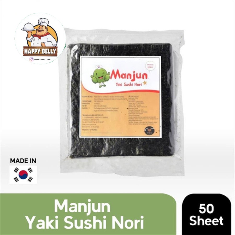 

MANJUN YAKI NORI SUSHI SEAWEED 125 GR 100% kOREA RUMPUT LAUT 50 sheet