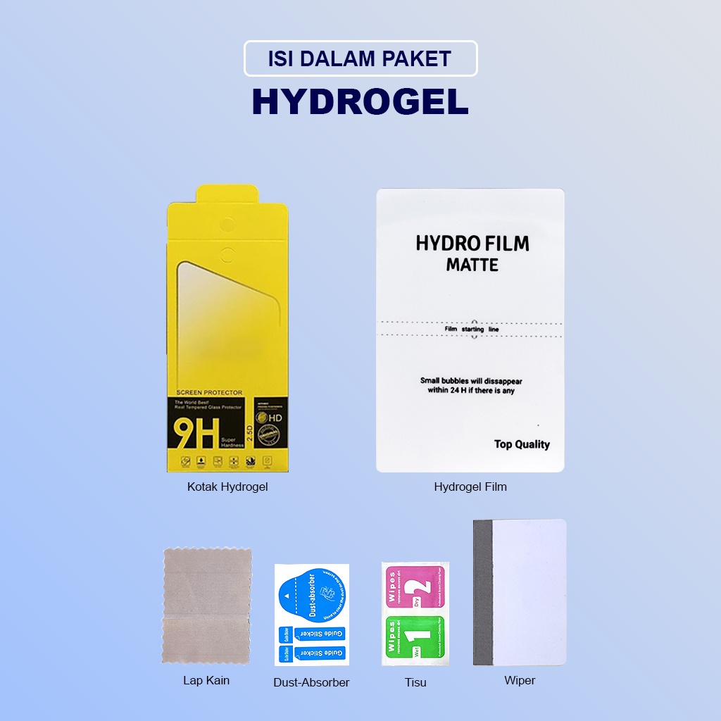 HYDROGEL SCREEN PROTECTOR ANTI GORES NOT TEMPERED GLASS FULL COVER ALL TYPE INFINIX IPHONE OPPO POCO REALME SAMSUNG VIVO XIAOMI LENGKAP