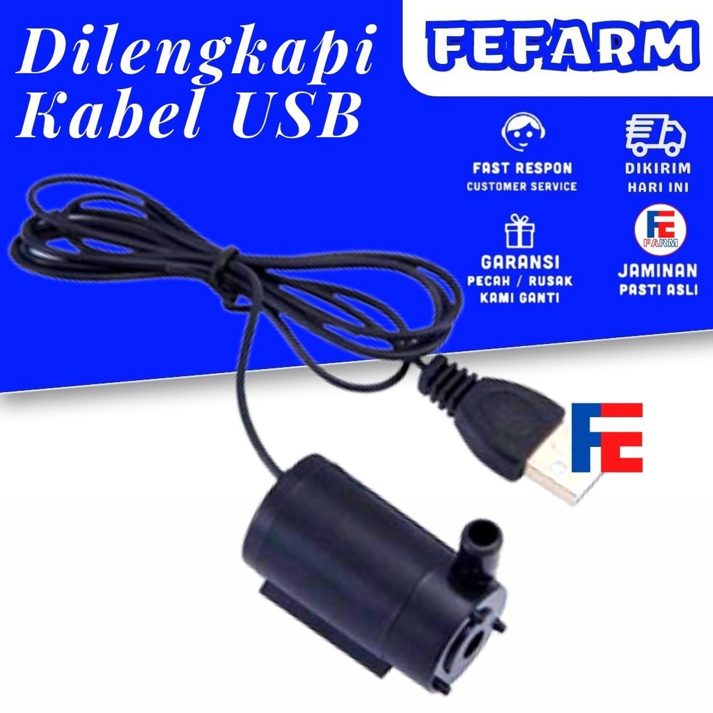 Pompa Air Submersible Mini Warna Hitam Dengan Kabel USB FEFARM