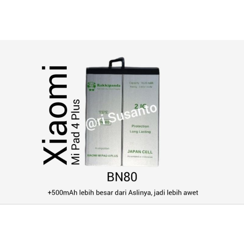 Baterai Rakkipanda BN80 BN-80 for Xiaomi Mi Pad 4 Plus/Mi Pad 4+ Double Power 9120mAh batere batre b