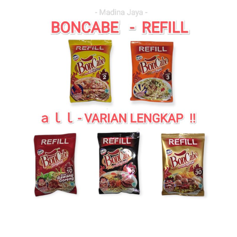 

boncabe lv 10 - lv 15, lv 30 /Bon cabe Refil bumbu sambal tabur