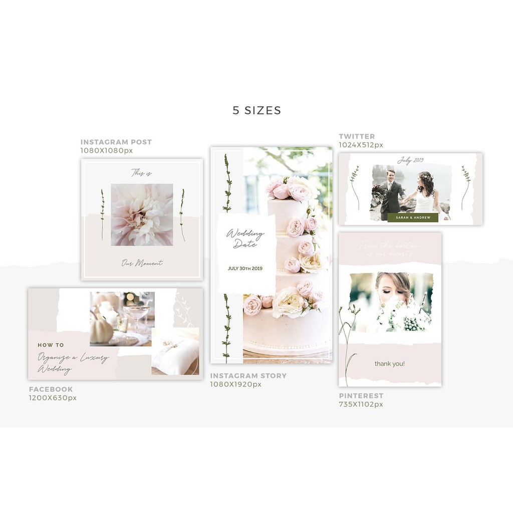 Elegant Wedding Social Media Pack - Photoshop