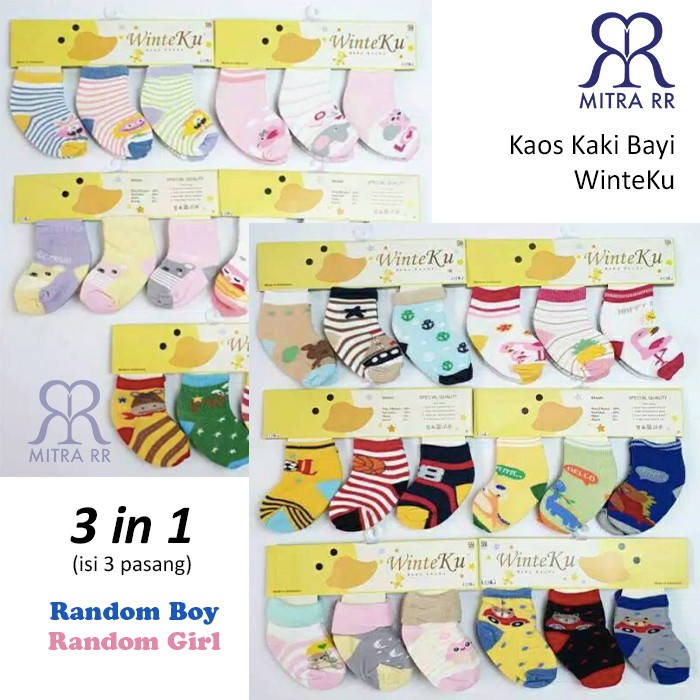 KAOS KAKI 3 IN 1 WINTEKU SNI / Isi 3 pasang / Size 0-12 Bulan