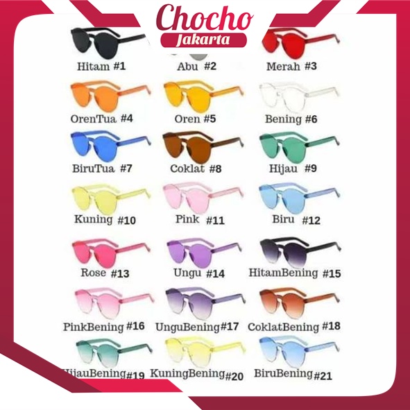 PL-WW002 ✨PROMO✨Kacamata Pria/Wanita-Jelly-Permen-Warna-Fashion-Tanpa Frame-Sunglasses-Murah