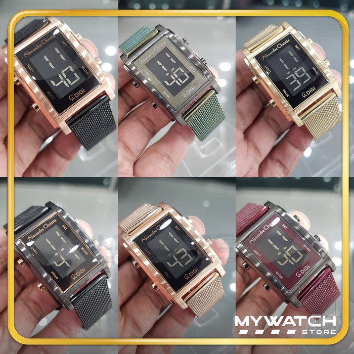 Jam Tangan Alexandre Christie Wanita Digital AC 9334 LH Alexander Original Tali Pasir Stainless