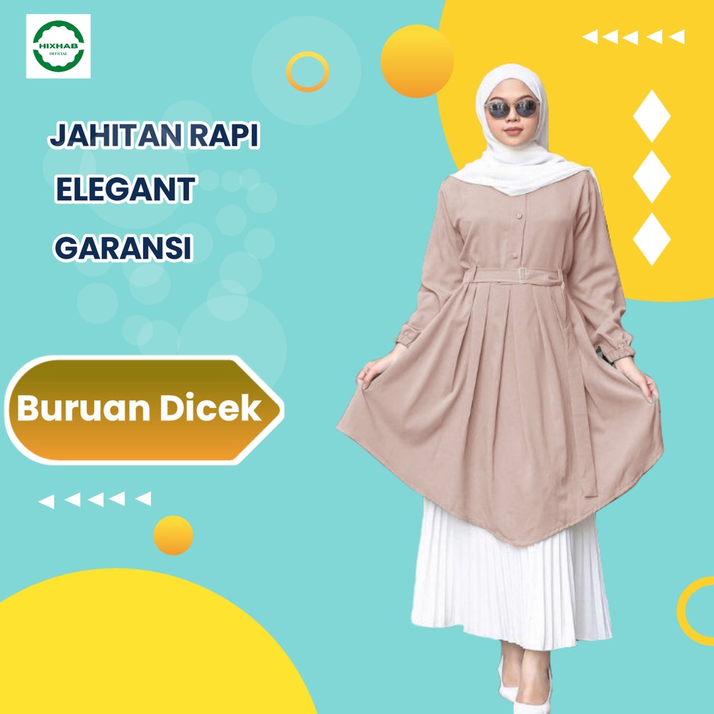 Baju tunik fashion muslim adem busui hamil friendly premium polos wanita cantik dewasa terbaru