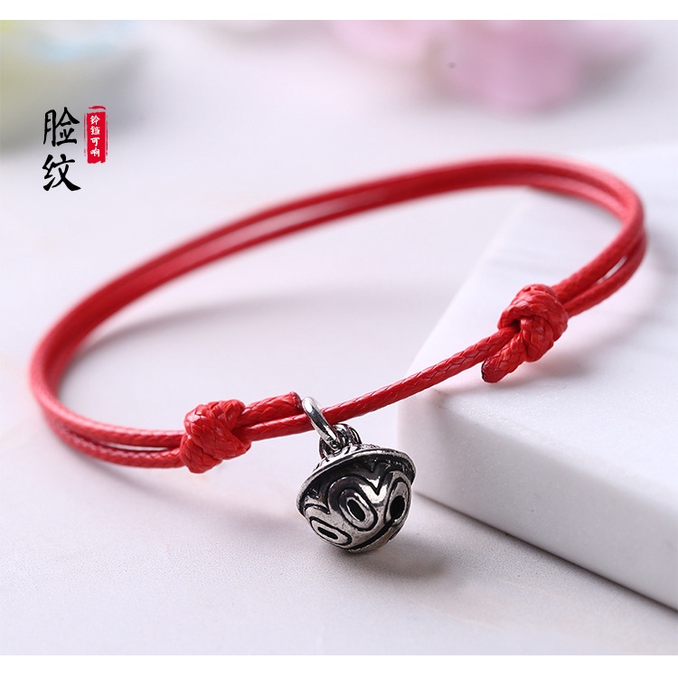 Gaya korea yang unik Bell gelang wanita merah tali kepang Gelang pria pasangan retro mahasiswa Istan