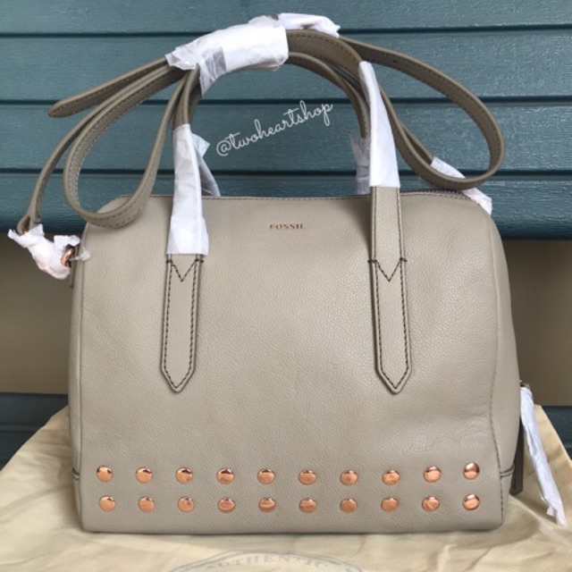 Tas Fossil Sydney Satchel Grey Studded