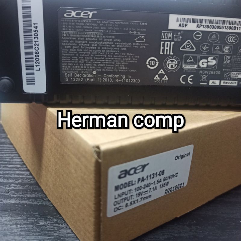 Original Adaptor Acer PA-1131-16 19V 7.1A(7.1A) 135W