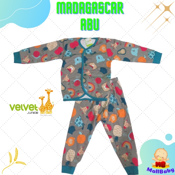 Velvet Junior Baju Bayi Velvet SML - Setelan Panjang KANCING TENGAH Piyama Bayi