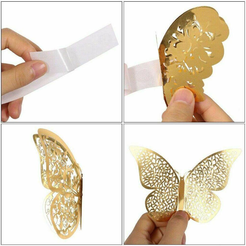 R-flower 12PCS/Pack 3D Butterfly Stiker DIY Dekorasi Rumah Pernikahan Nikmat Wall Art