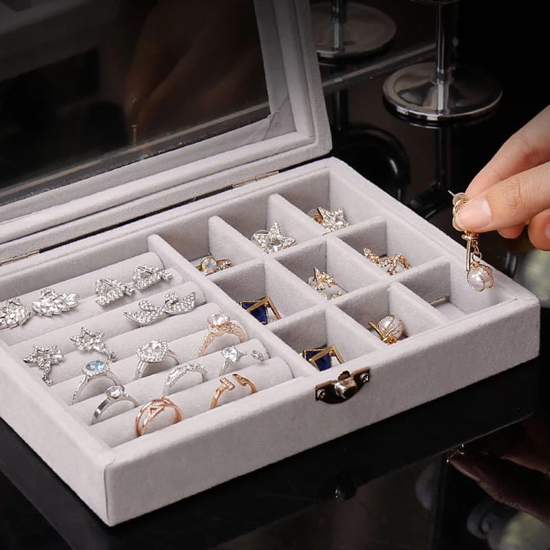 Kotak perhiasan box perhiasan set travel jewelry anting kalung cincin box penyimpanan emas F525