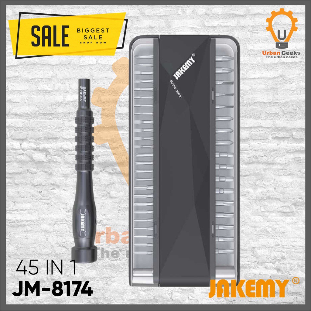 Obeng Set Hp Torx Lubang Tengah JM-8174 45 in 1 Hitam Original Jakemy