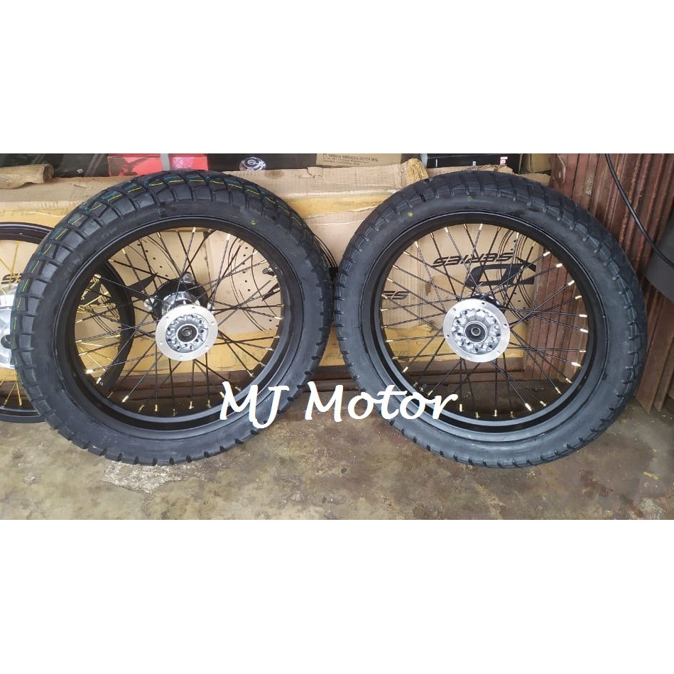 Paketan KLX Supermoto Velg Hitam + Ban 17x250x300