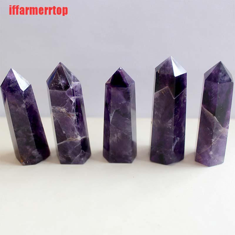 Iffarmerrtop Batu Kristal Kuarsa Amethyst Alami Bentuk Heksagonal Warna Ungu Shopee Indonesia