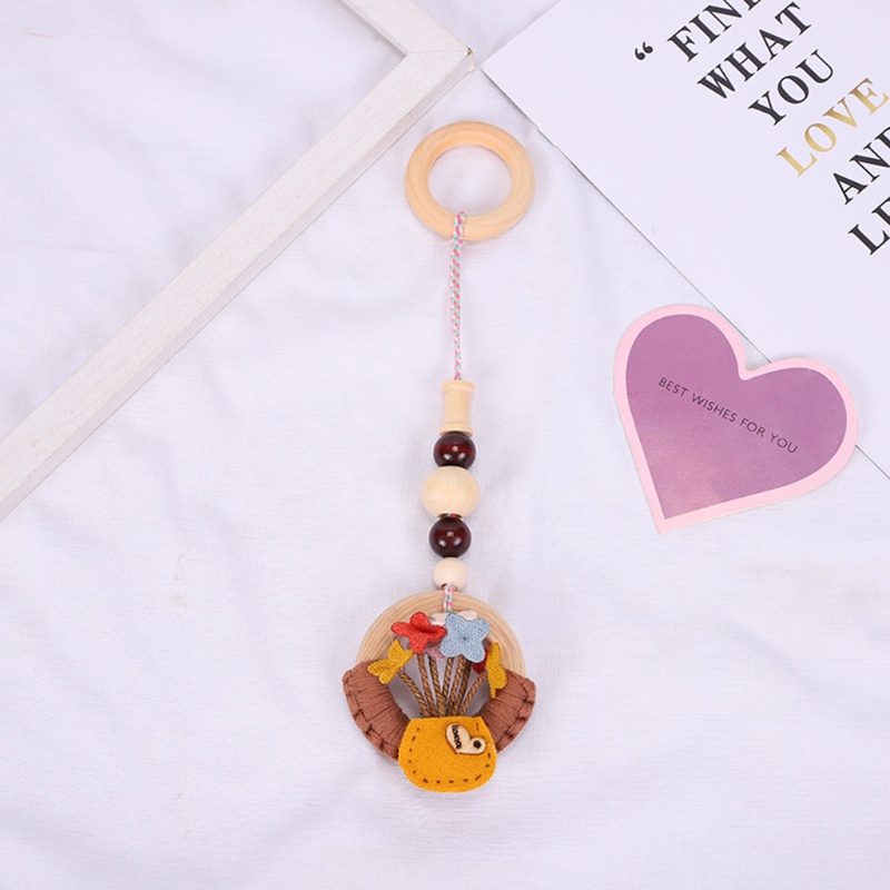 Mary 4pcs / Set Mainan Rattle Teether Ring Kayu Gantung Stroller Bayi