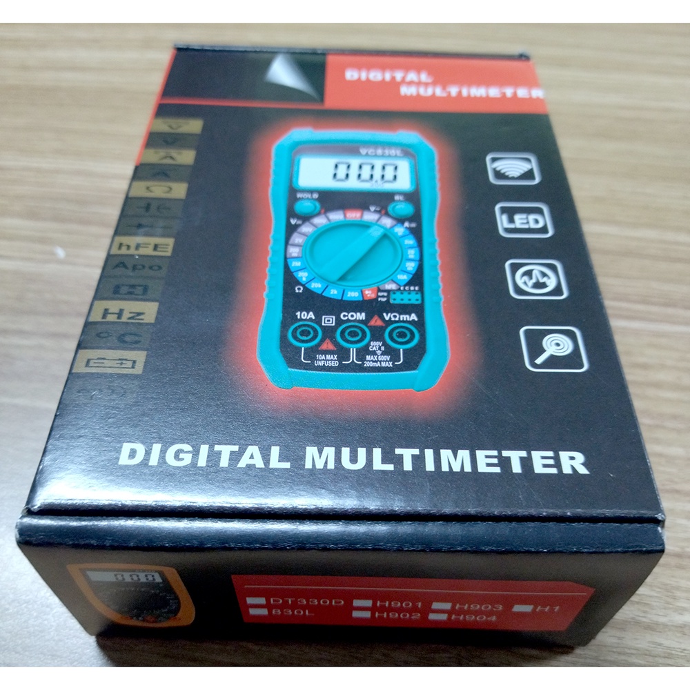 Junejour Mini Digital Multimeter AC/DC Voltage Tester - VC830L - Orange