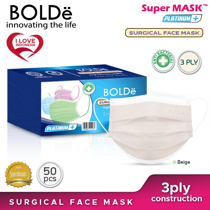 BOLDe Surgical Mask isi 50/Box ( Masker Medis) Kemenkes RI