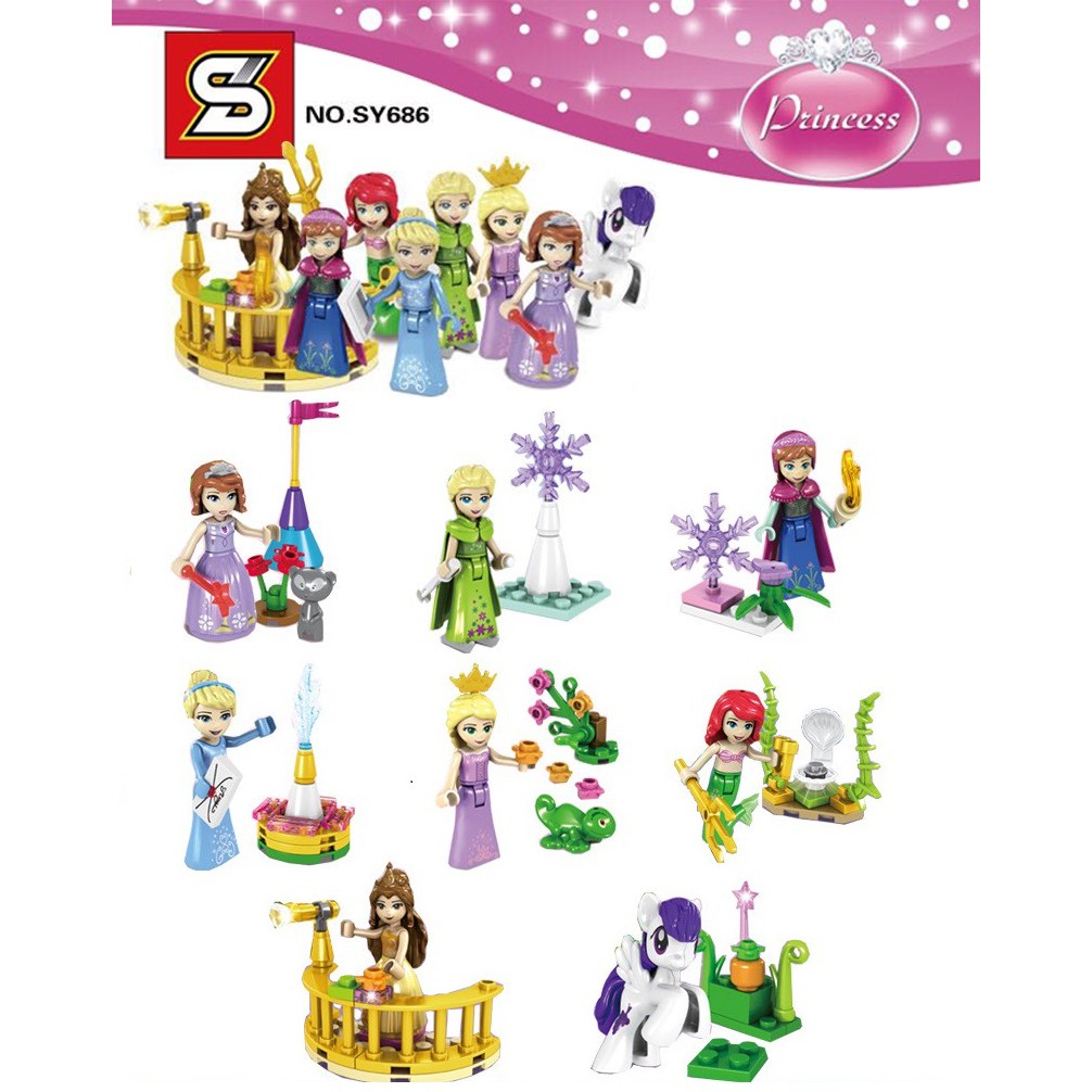 Brick Block SY 686 Minifigure Disney Princess Set @8 SY686