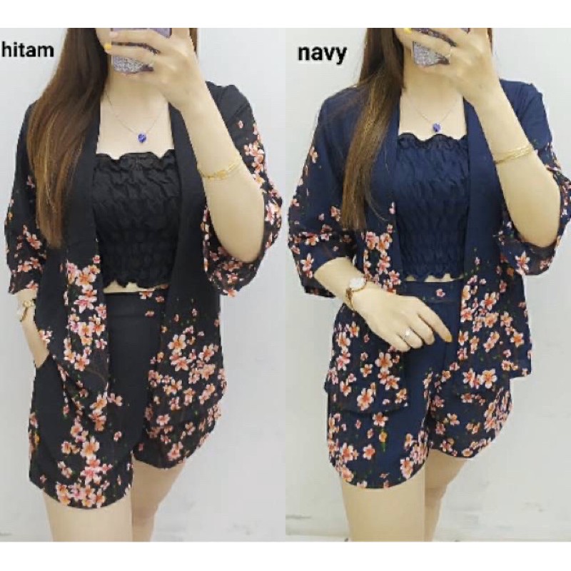 Gystore • Setelan 365 3in1 Sakura | Jumpsuit Wanita Bunga