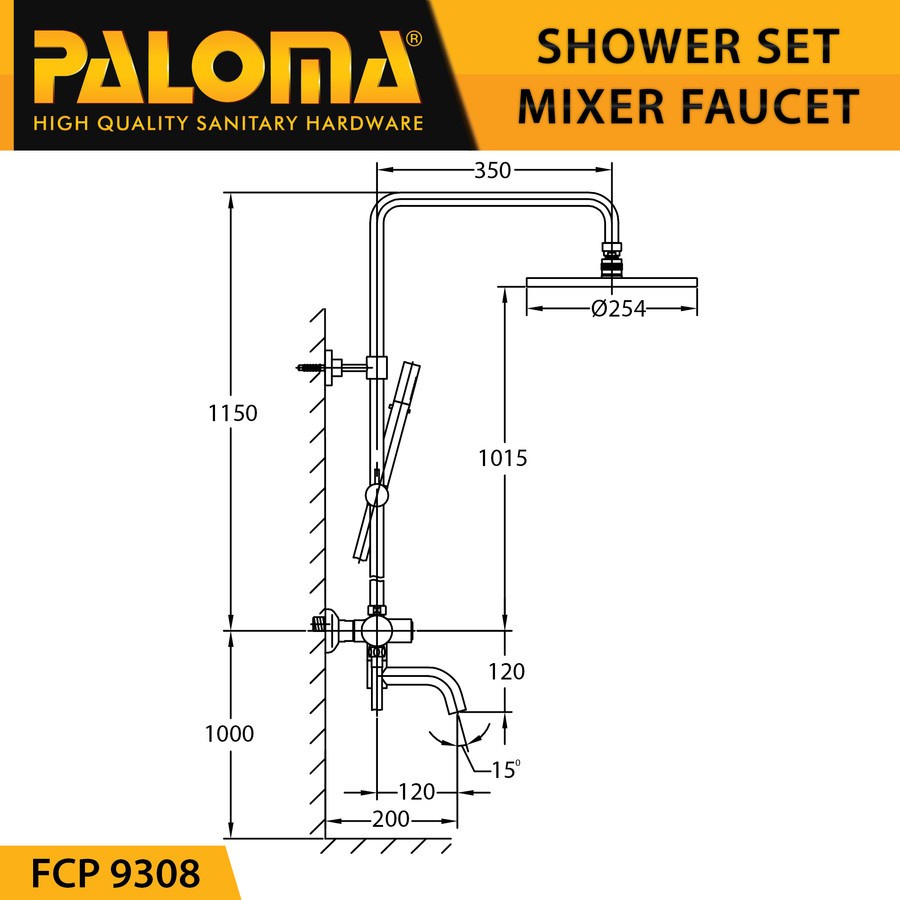 PALOMA FCP 9308 Shower Tiang Set Column Mandi Keran Kran Panas Dingin