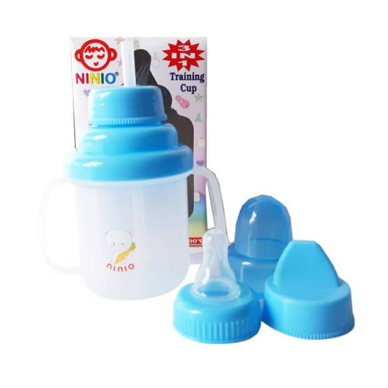 Ninio Non Spill Training Cup Mushroom 3in1- Ninio Botol Minum Bayi 3 in 1 - Botol Minum Baby Trainingcup