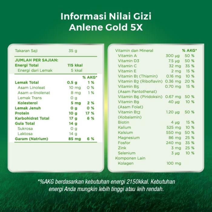 

Anlene Gold 5X Susu Bubuk Vanila 2 X 640G-Tulang, Sendi & Otot 088