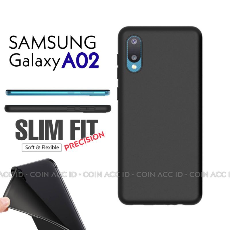 soft case slim fit SAMSUNG A02 2021 ( ORIGINAL Black MATTE CASE silicon ) warna hitam polos